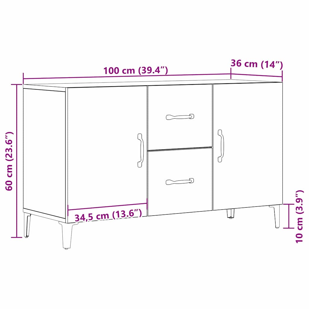 Πλαϊνό γραφείο Μαύρη Οξυά 100 x 36 x 60 εκ. Επεξεργασμένο ξύλο - Pakobazaar