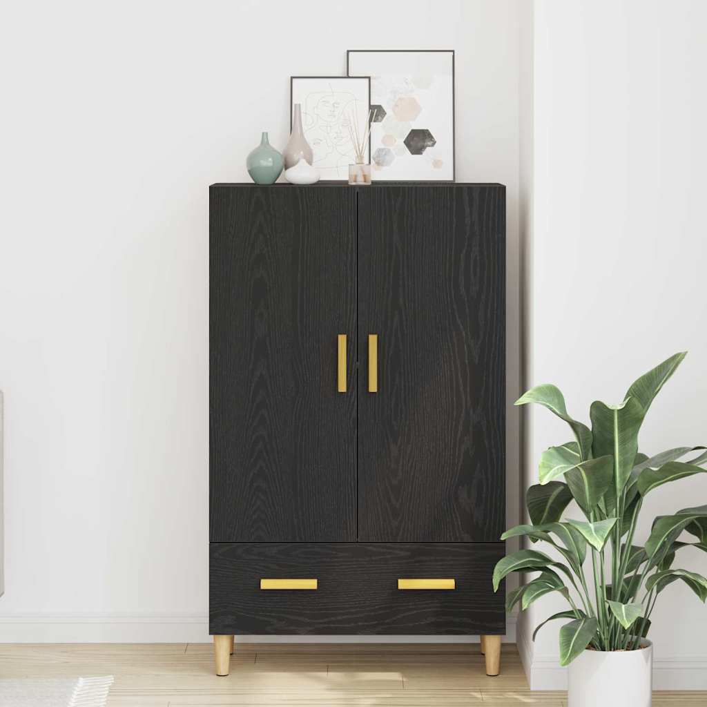 Highboard Μαύρη Οξυά 70 x 31 x 115 εκ Επεξεργασμένο ξύλο