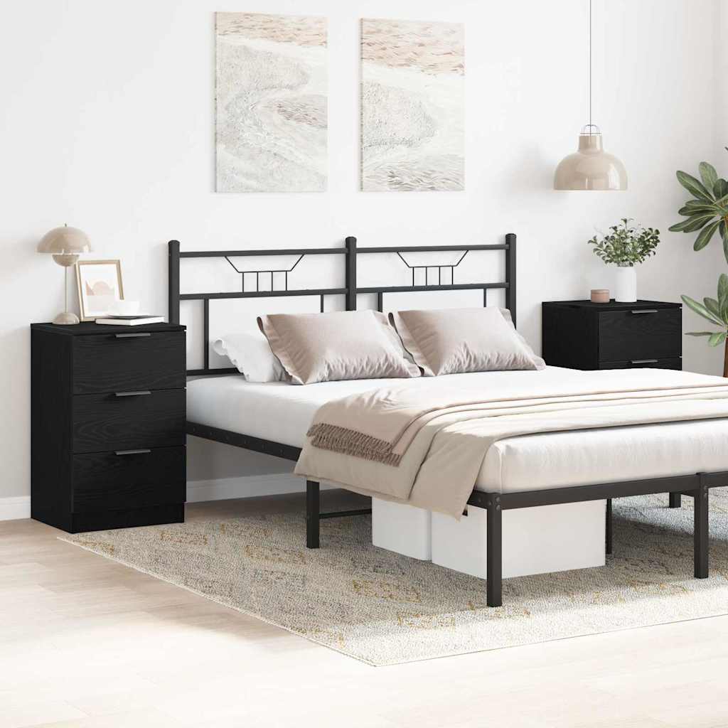 Κομοδίνο 2 pcs Μαύρη Οξυά 40 x 65 x 65 εκ. Επεξεργασμένο ξύλο