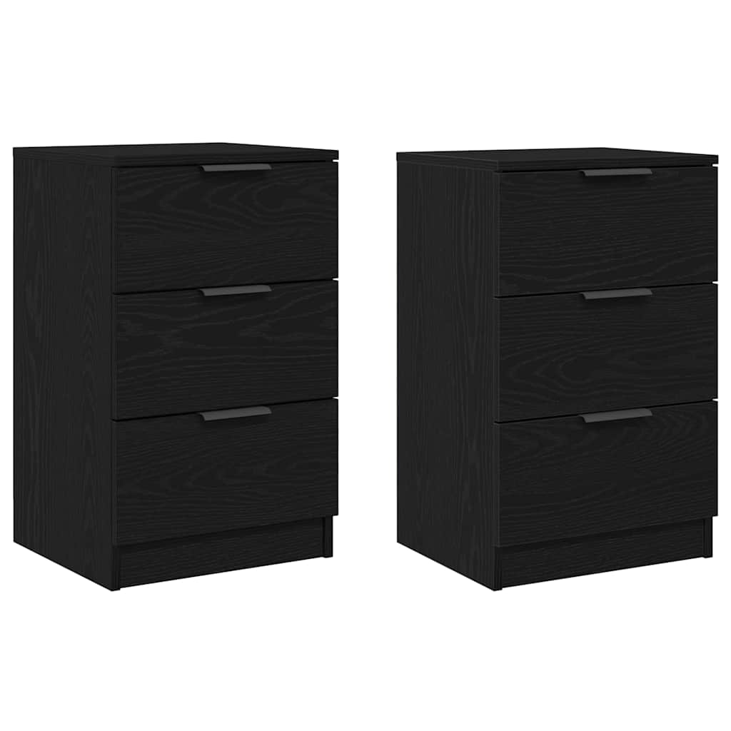 Κομοδίνο 2 pcs Μαύρη Οξυά 40 x 65 x 65 εκ. Επεξεργασμένο ξύλο