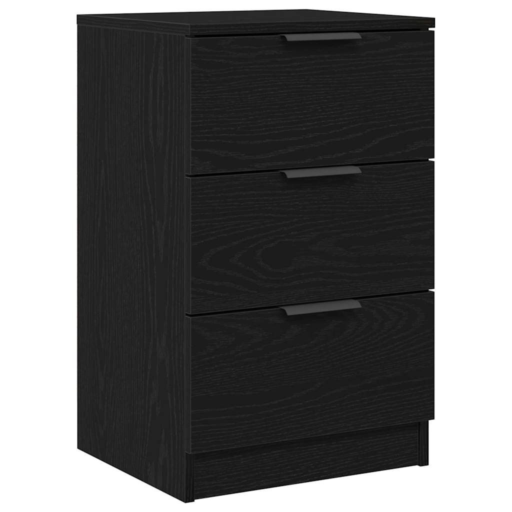 Κομοδίνο 2 pcs Μαύρη Οξυά 40 x 65 x 65 εκ. Επεξεργασμένο ξύλο