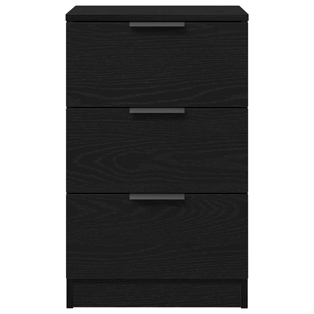 Κομοδίνο 2 pcs Μαύρη Οξυά 40 x 65 x 65 εκ. Επεξεργασμένο ξύλο