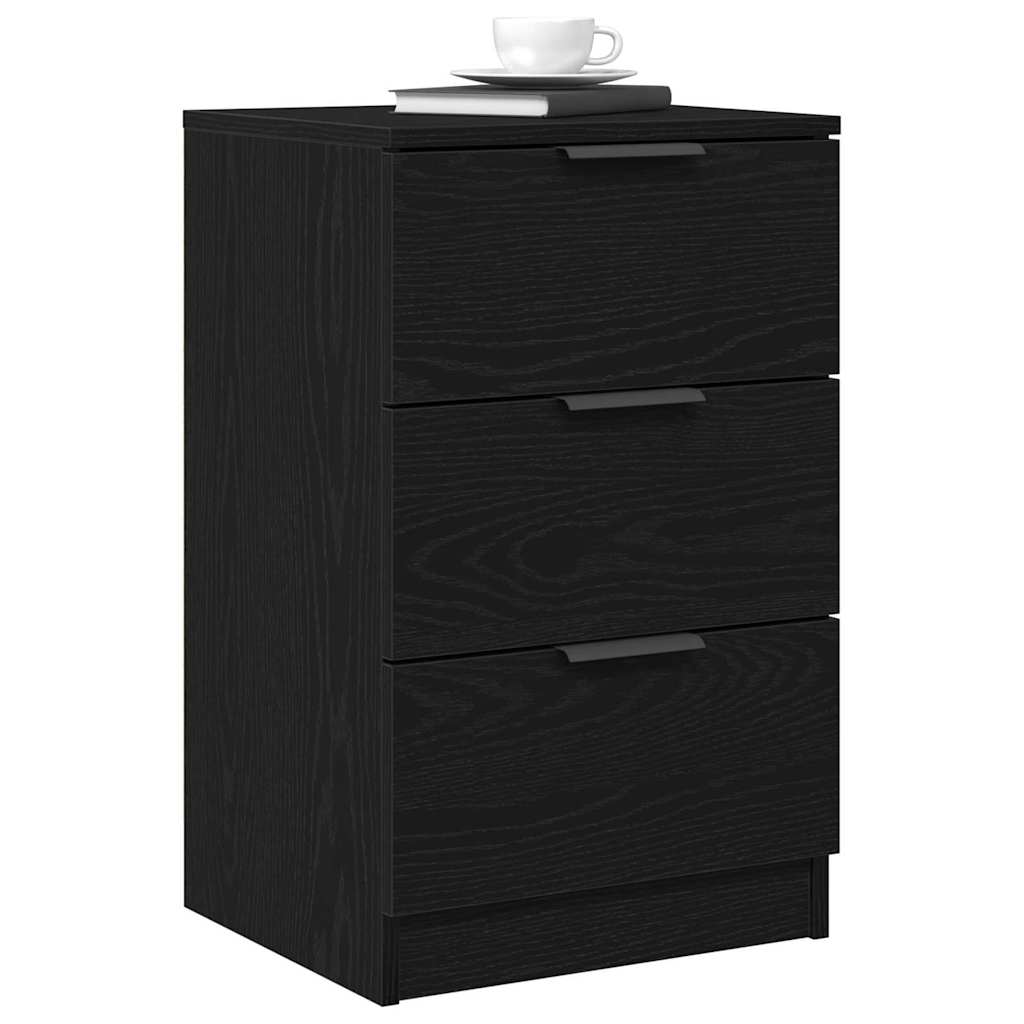 Κομοδίνο 2 pcs Μαύρη Οξυά 40 x 65 x 65 εκ. Επεξεργασμένο ξύλο
