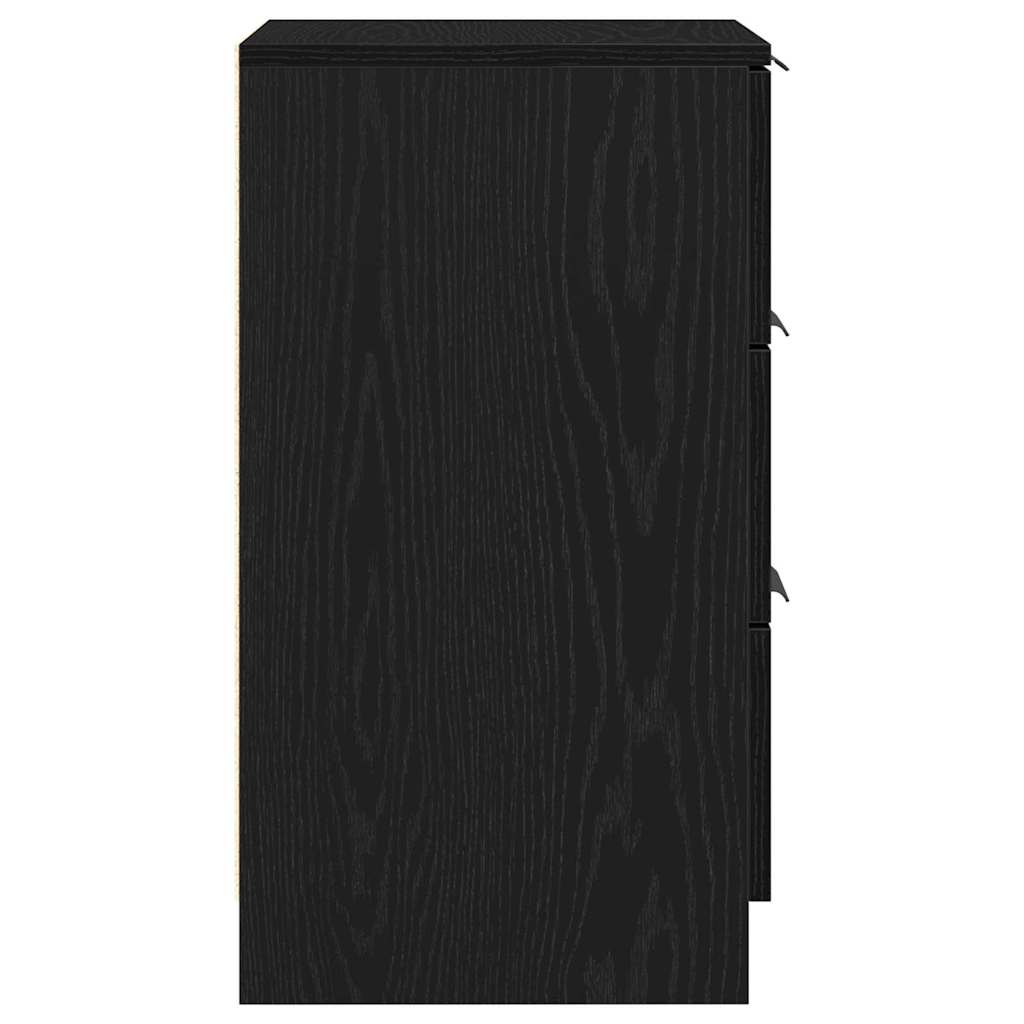 Κομοδίνο 2 pcs Μαύρη Οξυά 40 x 65 x 65 εκ. Επεξεργασμένο ξύλο