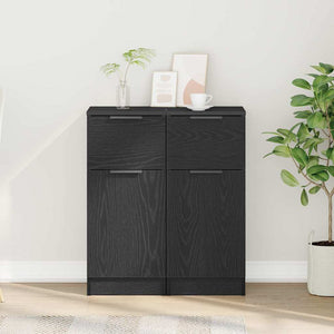 Πλαϊνό γραφείο με συρτάρι 2 pcs Μαύρη Οξυά 30 x 30 x 70 εκ. - Pakobazaar