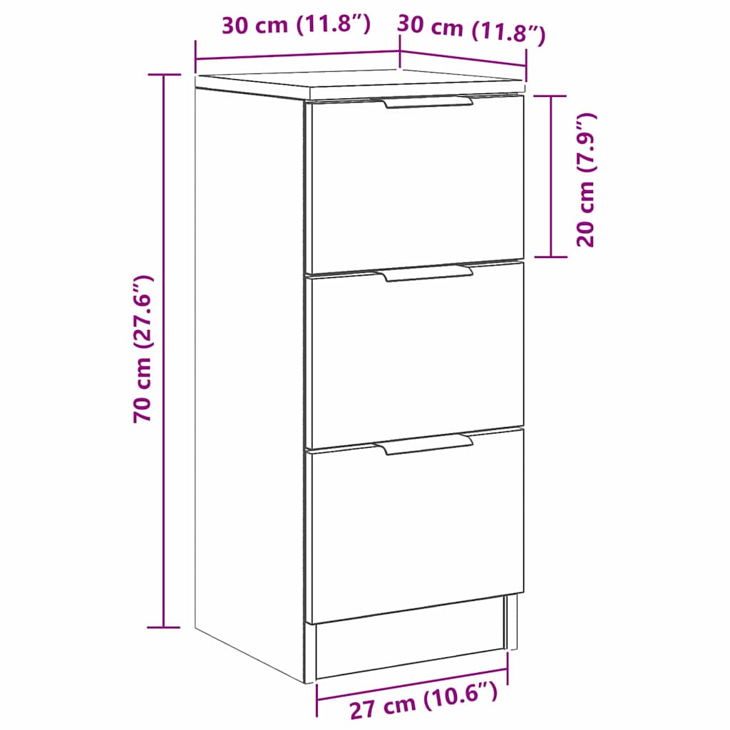 Πλαϊνό γραφείο Μαύρη Οξυά 30 x 30 x 70 εκ. Επεξεργασμένο ξύλο - Pakobazaar