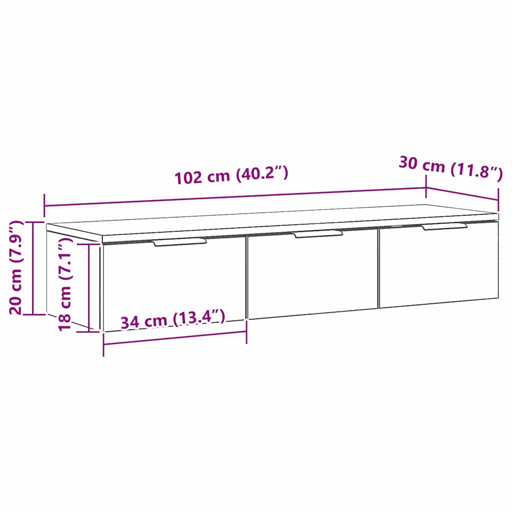 Ντουλάπα Τοίχου Μαύρη Οξυά 102 x 30 x 20 εκ. Επεξεργασμένο ξύλο