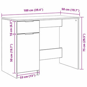 Γραφείο με πόρτα Μαύρη Οξυά 100 x 50 x 75 cm Επεξεργασμένο ξύλο - Pakobazaar