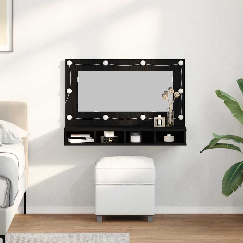 Ντουλάπα Καθρέφτη με ράφι Μαύρη Οξυά 90 x 31,5 x 62 εκ. - Pakobazaar