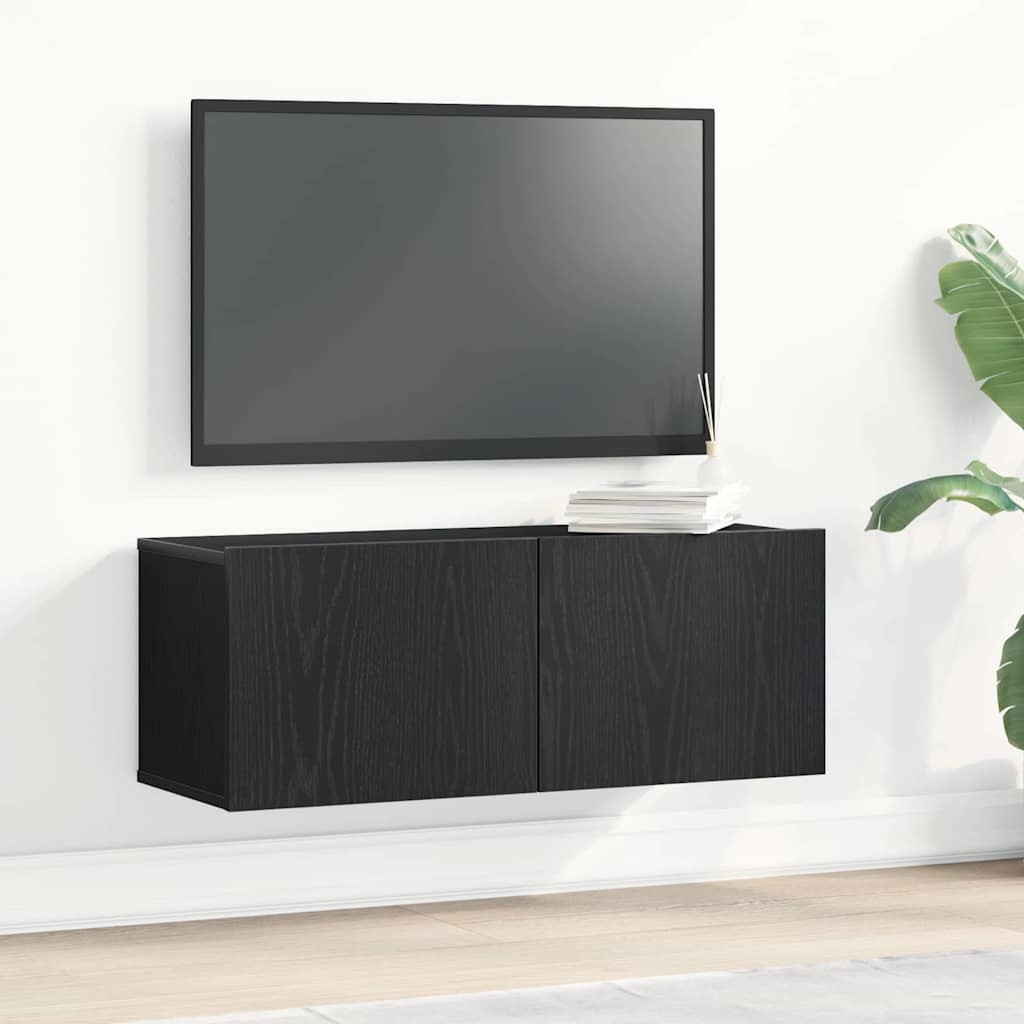 Ντουλάπι TV 2 pcs Μαύρη Οξυά 80 x 30 x 30 εκ Επεξεργασμένο ξύλο - Pakobazaar
