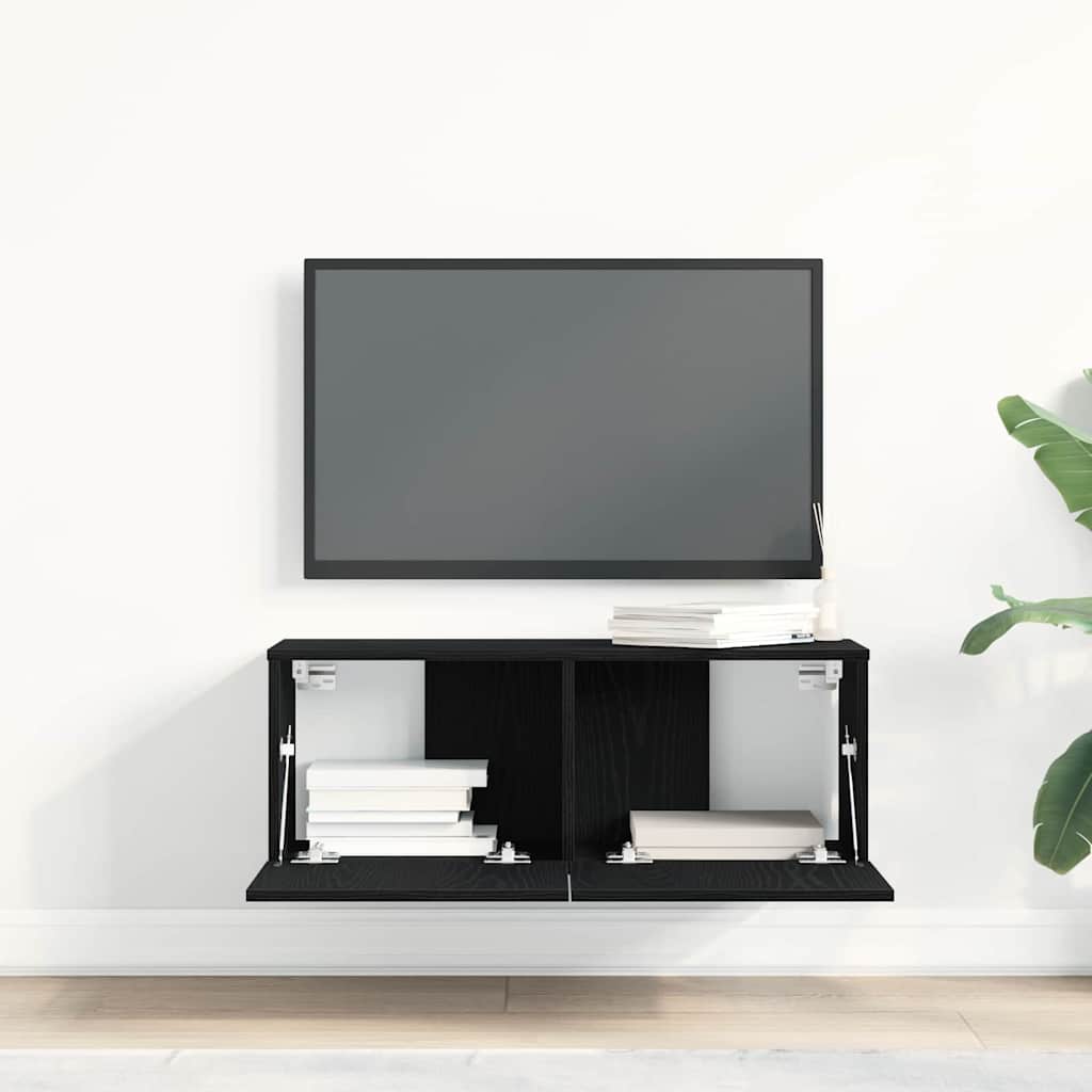 Ντουλάπι TV 2 pcs Μαύρη Οξυά 80 x 30 x 30 εκ Επεξεργασμένο ξύλο - Pakobazaar