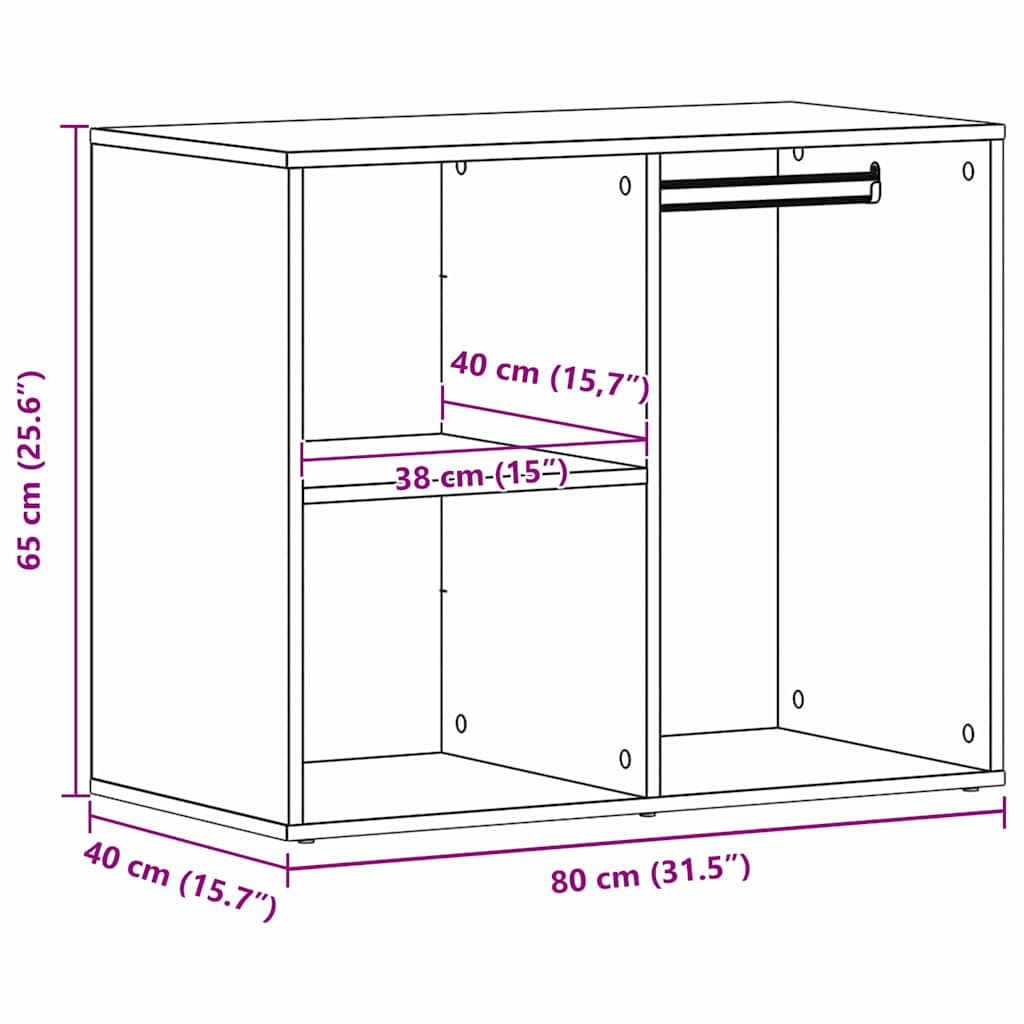 Καλλυντικό Ντουλάπι με ράφι Μαύρη Οξυά 80 x 40 x 65 εκ. - Pakobazaar