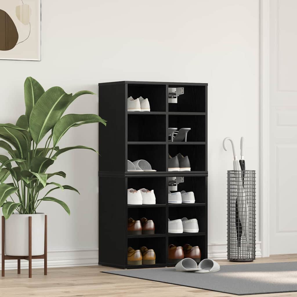 Ντουλάπα Παπουτσιών με ράφι 2 pcs Μαύρη Οξυά 52 x 30 x 50,5 εκ. - Pakobazaar
