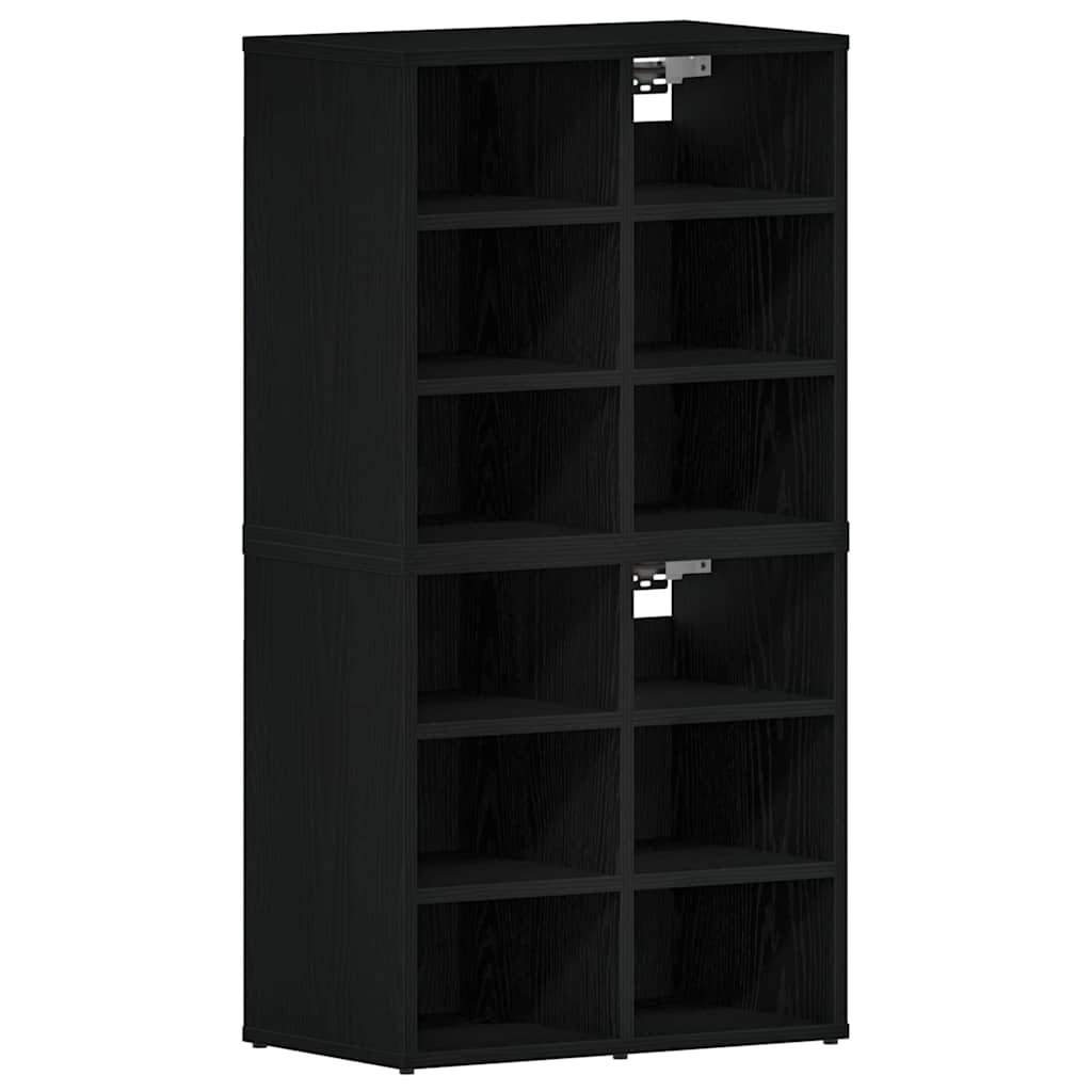 Ντουλάπα Παπουτσιών με ράφι 2 pcs Μαύρη Οξυά 52 x 30 x 50,5 εκ. - Pakobazaar