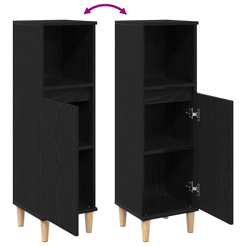 Ντουλάπι Μπάνιου Μαύρη Οξυά 30 x 30 x 100 εκ Επεξεργασμένο ξύλο - Pakobazaar