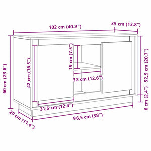 Πλαϊνό γραφείο Μαύρη Οξυά 102 x 35 x 60 εκ Επεξεργασμένο Ξύλο