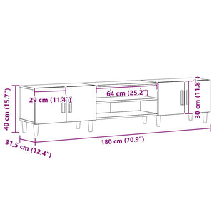 Ντουλάπι TV 180 x 31,5 x 40 εκ. Μαύρη Οξυά Επεξεργασμένο Ξύλο