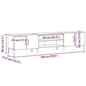 Ντουλάπι TV Μαύρη Οξυά 180 x 31,5 x 40 εκ. Επεξεργασμένο ξύλο - Pakobazaar