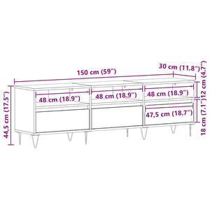 Ντουλάπι TV 150 x 30 x 44,5 εκ. Μαύρη Οξυά Επεξεργασμένο Ξύλο