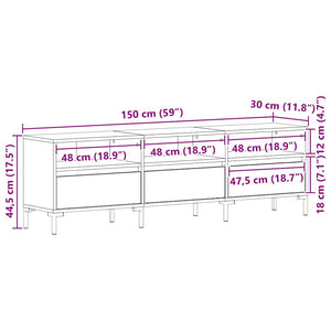 Ντουλάπι TV 150 x 30 x 44,5 εκ. Μαύρη Οξυά Επεξεργασμένο Ξύλο