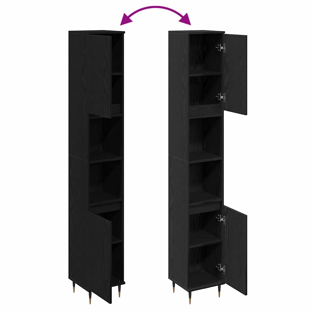 Ντουλάπι Μπάνιου Μαύρη Οξυά 30 x 30 x 190 εκ Επεξεργασμένο ξύλο - Pakobazaar