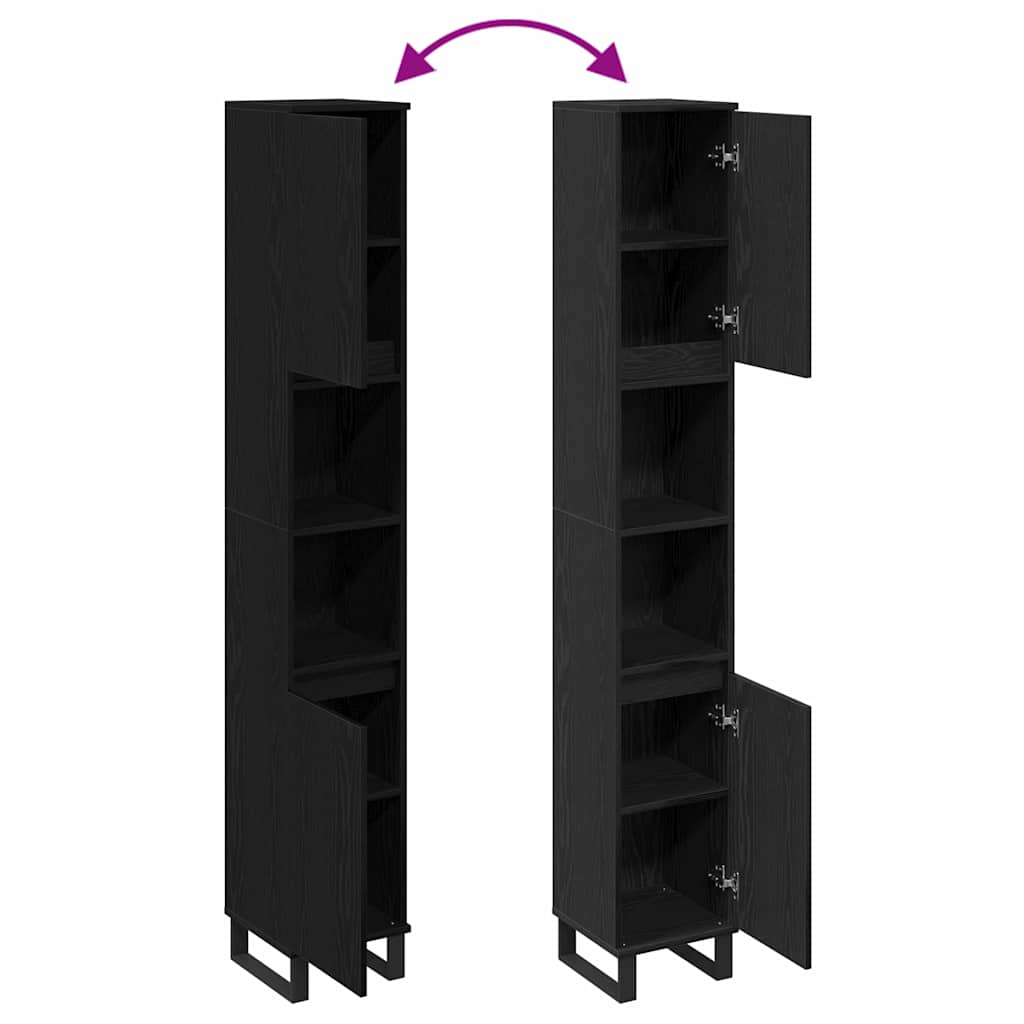 Ντουλάπι Μπάνιου Μαύρη Οξυά 30 x 30 x 190 εκ Επεξεργασμένο ξύλο - Pakobazaar