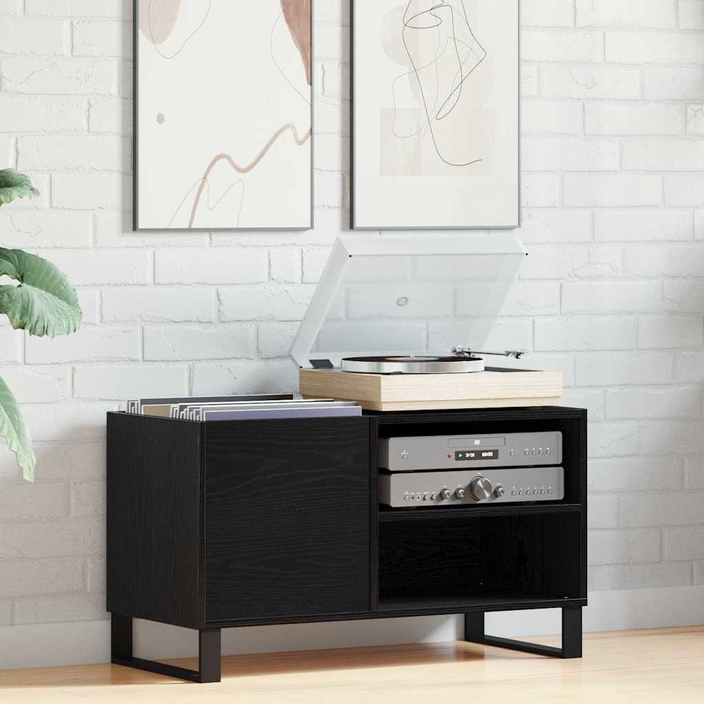 Ντουλάπι δίσκων βινυλίου με ράφι Μαύρη Οξυά 85 x 38 x 48 εκ - Pakobazaar