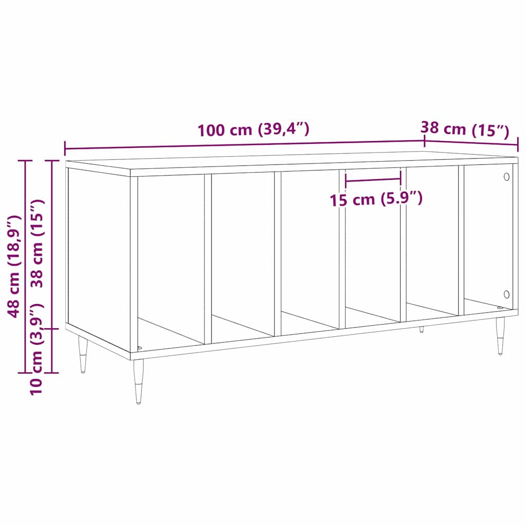 Ντουλάπι δίσκων βινυλίου με ράφι Παλαιό ξύλο 100 x 38 x 48 εκ. - Pakobazaar
