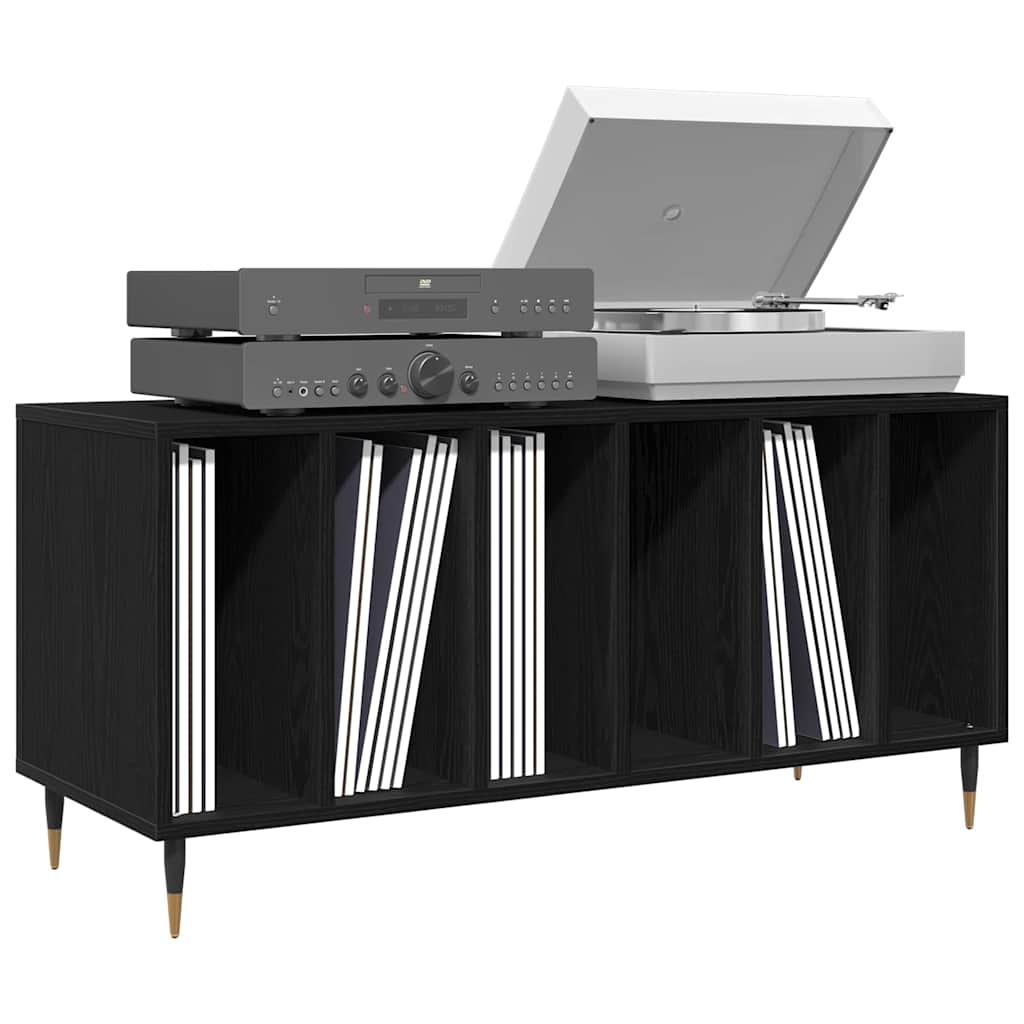 Ντουλάπι δίσκων βινυλίου με ράφι Μαύρη Οξυά 100 x 38 x 48 εκ.