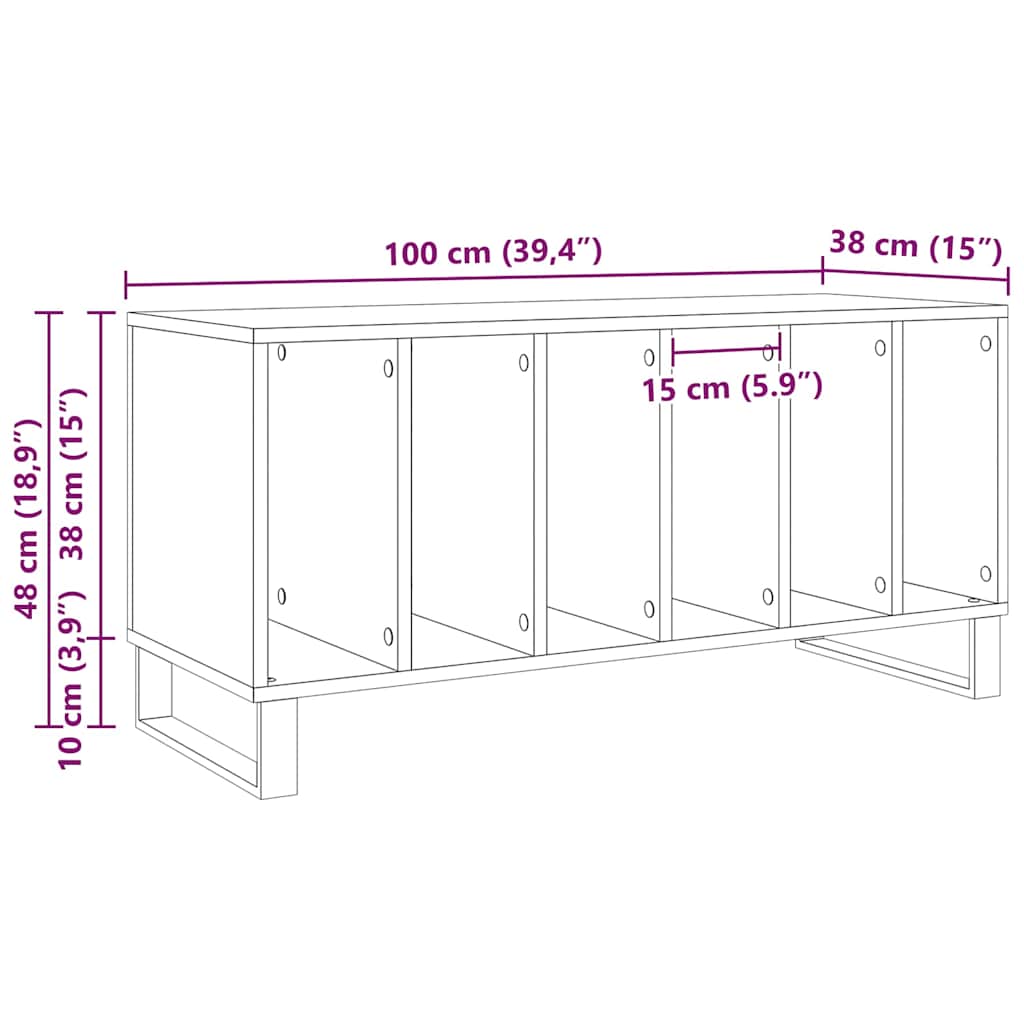 Ντουλάπι δίσκων βινυλίου με ράφι Μαύρη Οξυά 100 x 38 x 48 εκ. - Pakobazaar