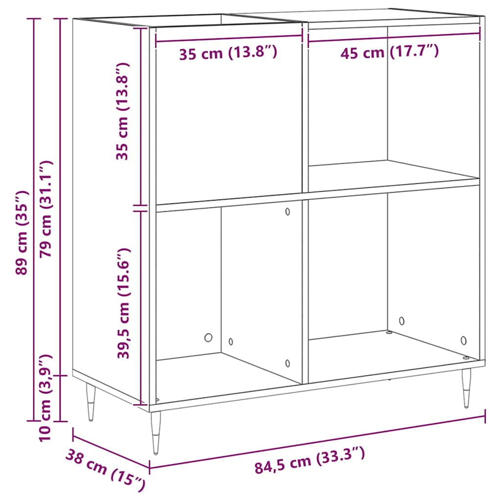 Ντουλάπι δίσκων βινυλίου artisan δρυς 85 x 38 x 89 εκ.