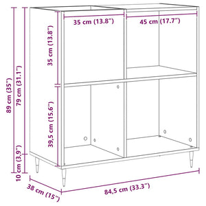 Ντουλάπι δίσκων βινυλίου Μαύρη Οξυά 85 x 38 x 89 εκ.