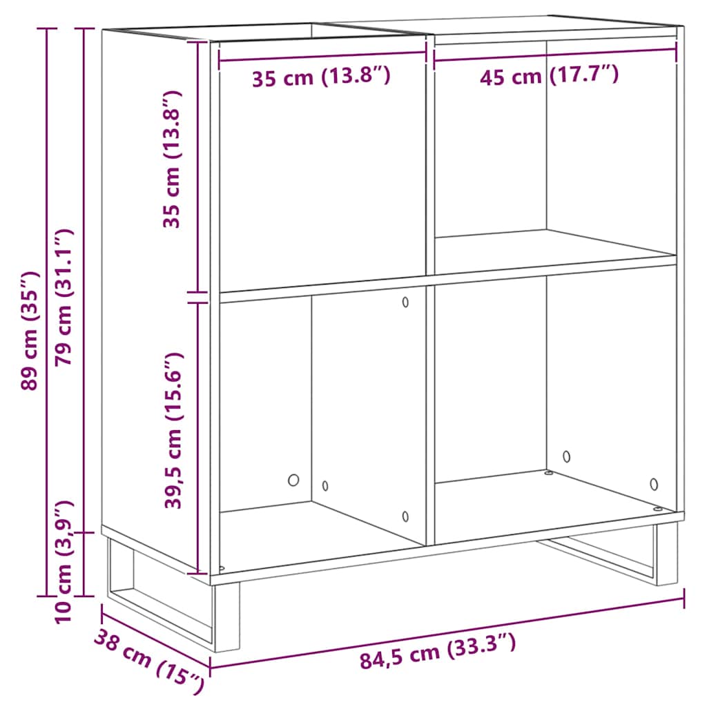 Ντουλάπι δίσκων βινυλίου με ράφι artisan δρυς 85 x 38 x 89 εκ.