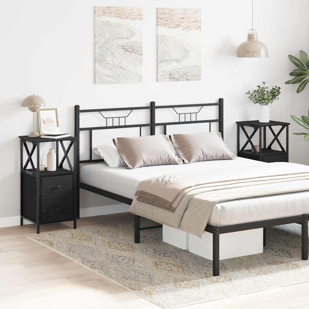 Κομοδίνο 2 pcs Μαύρη Οξυά 34 x 35,5 x 70 εκ Επεξεργασμένο ξύλο - Pakobazaar