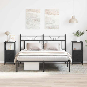 Κομοδίνο 2 pcs Μαύρη Οξυά 34 x 35,5 x 70 εκ Επεξεργασμένο ξύλο - Pakobazaar
