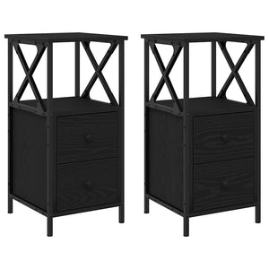 Κομοδίνο 2 pcs Μαύρη Οξυά 34 x 35,5 x 70 εκ Επεξεργασμένο ξύλο - Pakobazaar