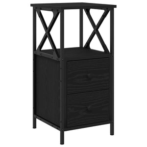 Κομοδίνο 2 pcs Μαύρη Οξυά 34 x 35,5 x 70 εκ Επεξεργασμένο ξύλο - Pakobazaar