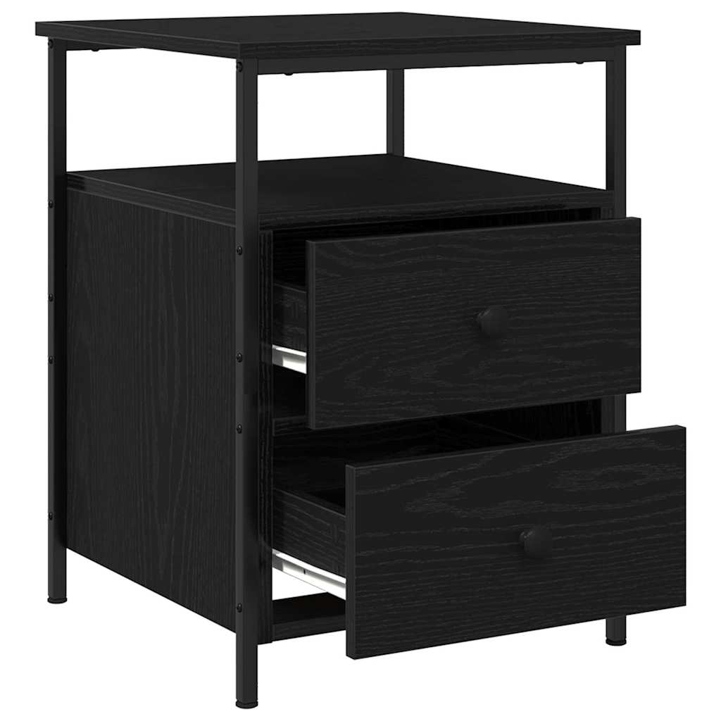 Κομοδίνο 2 pcs Μαύρη Οξυά 34 x 35,5 x 50 εκ Επεξεργασμένο ξύλο