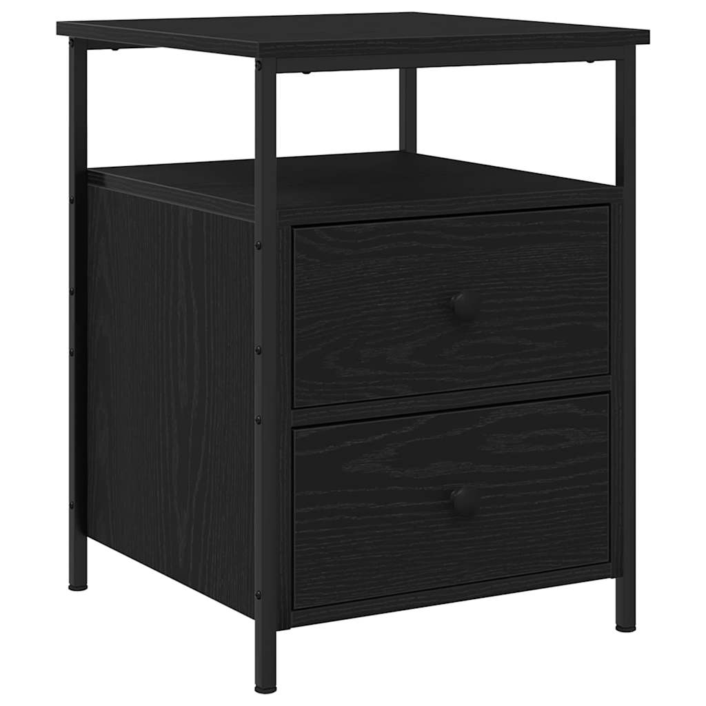 Κομοδίνο 2 pcs Μαύρη Οξυά 34 x 35,5 x 50 εκ Επεξεργασμένο ξύλο
