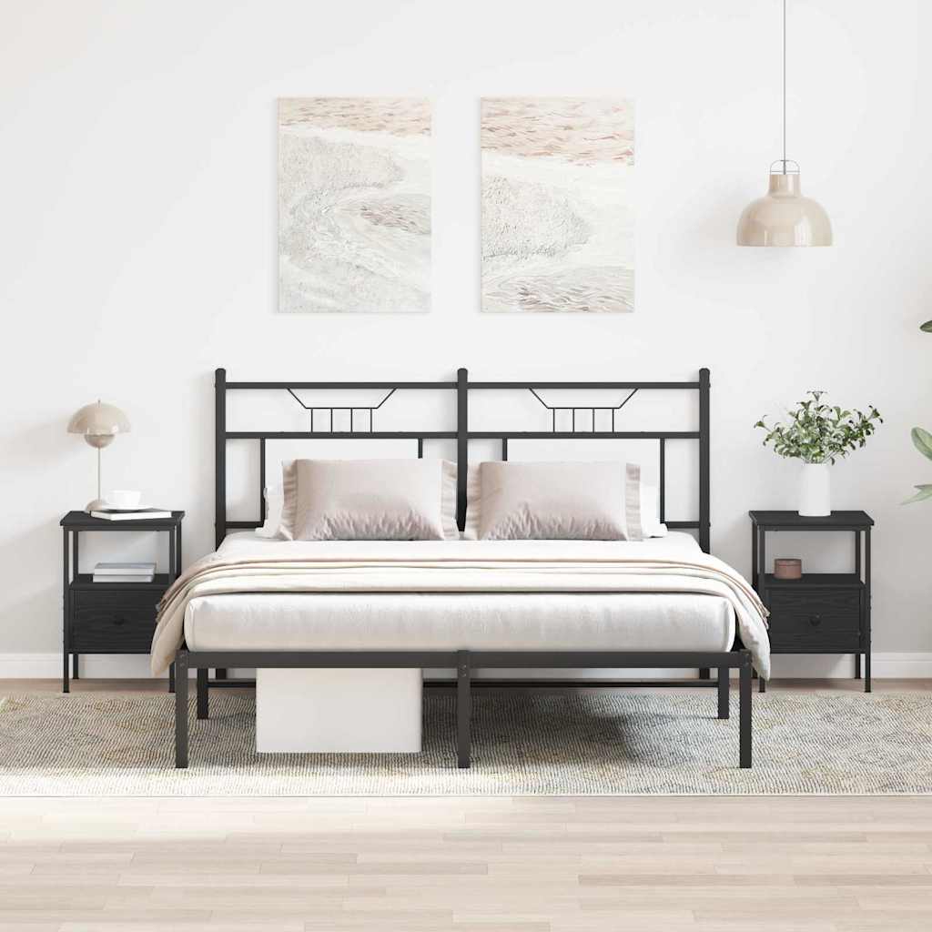 Κομοδίνο 2 pcs Μαύρη Οξυά 34 x 36 x 50 εκ Επεξεργασμένο ξύλο