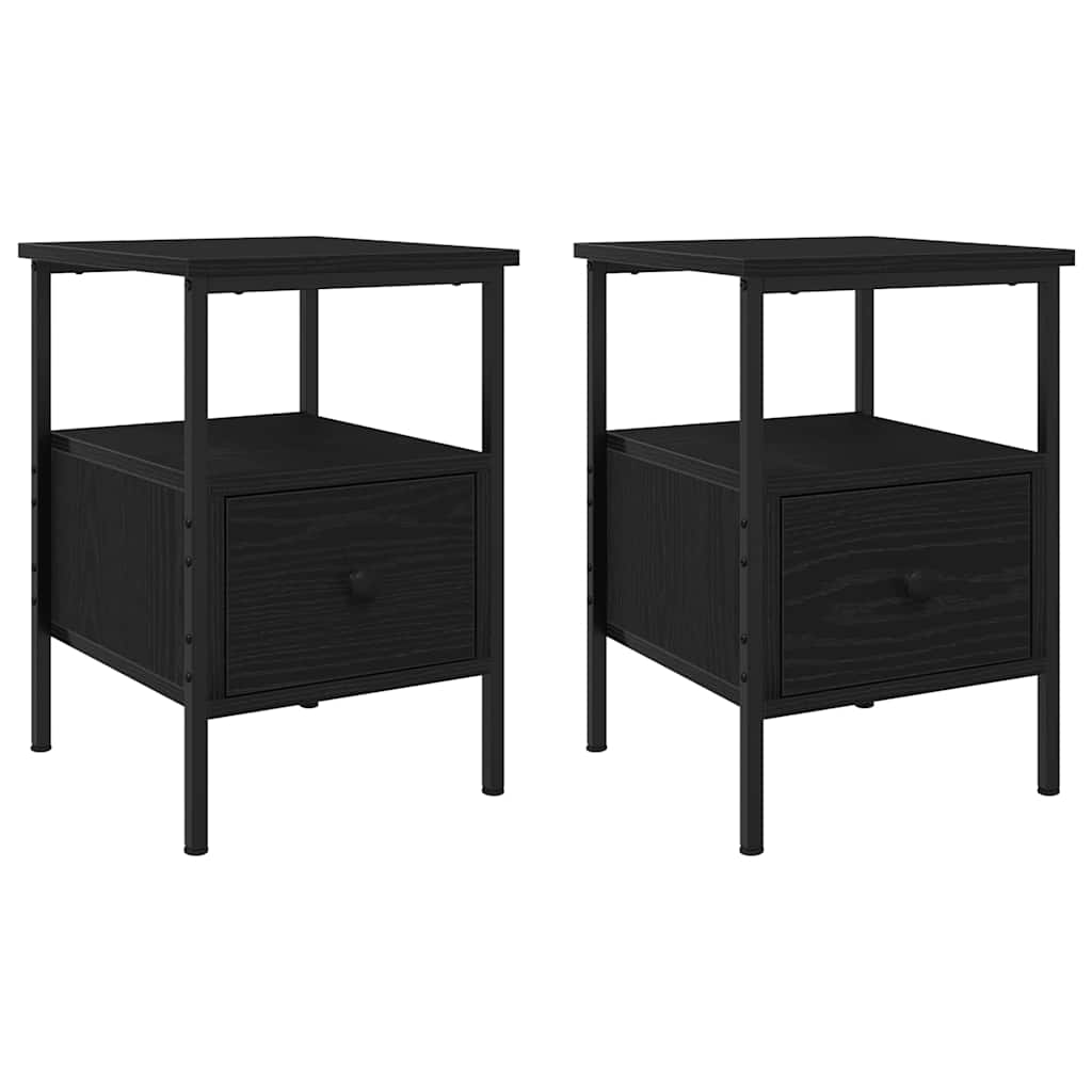Κομοδίνο 2 pcs Μαύρη Οξυά 34 x 36 x 50 εκ Επεξεργασμένο ξύλο