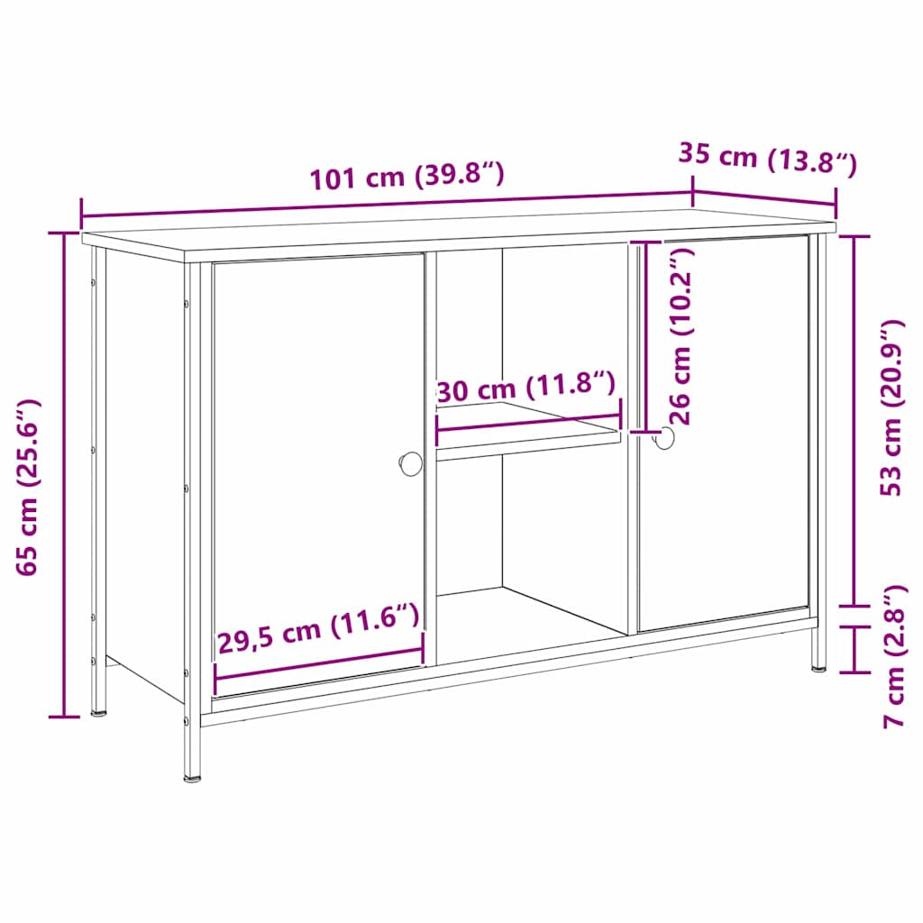 Σετ επίπλου τηλεόρασης Επιτοίχιο Artisan Oak 101 x 35 x 65 εκ