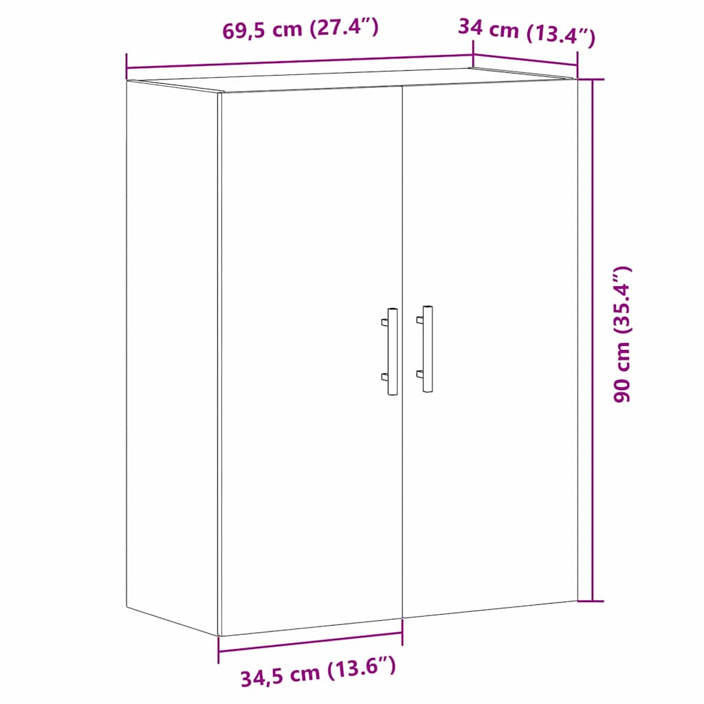 Ντουλάπα τοίχου Επιτοίχιο Μαύρη Οξυά 69,5 x 34 x 90 εκ. - Pakobazaar