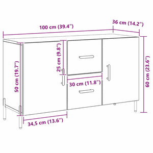 Πλαϊνό γραφείο Μαύρη Οξυά 100 x 36 x 60 εκ. Επεξεργασμένο Ξύλο