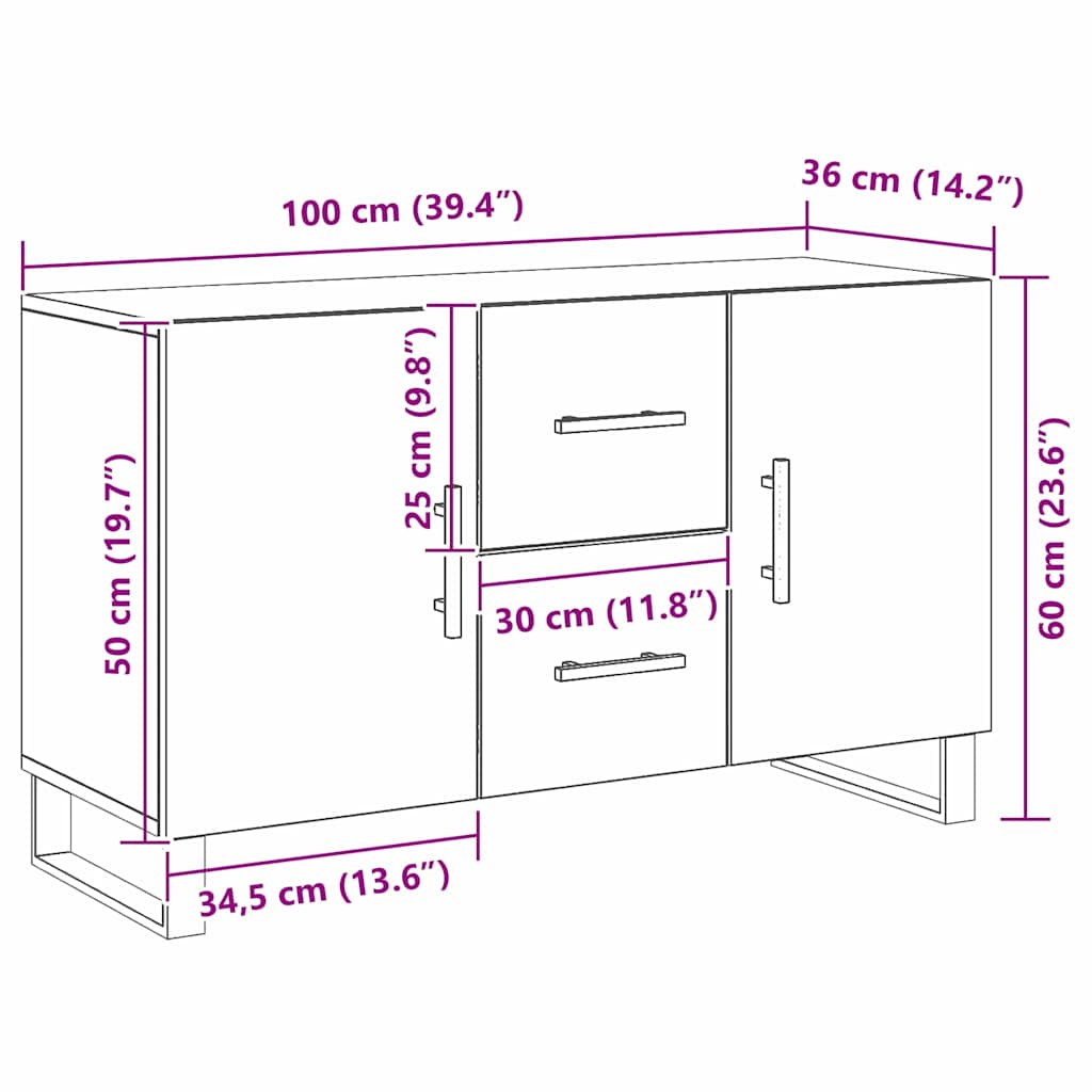 Πλαϊνό γραφείο Μαύρη Οξυά 100 x 36 x 60 εκ. Επεξεργασμένο ξύλο - Pakobazaar