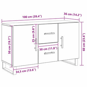 Πλαϊνό γραφείο Μαύρη Οξυά 100 x 36 x 60 εκ. Επεξεργασμένο ξύλο - Pakobazaar