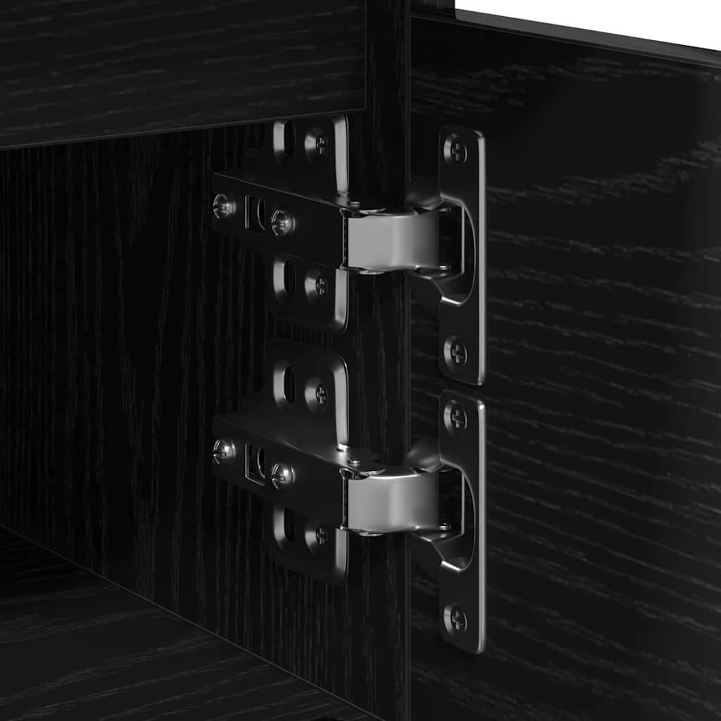 Κομοδίνο 2 pcs Μαύρη Οξυά 40 x 35 x 50 εκ. Επεξεργασμένο ξύλο