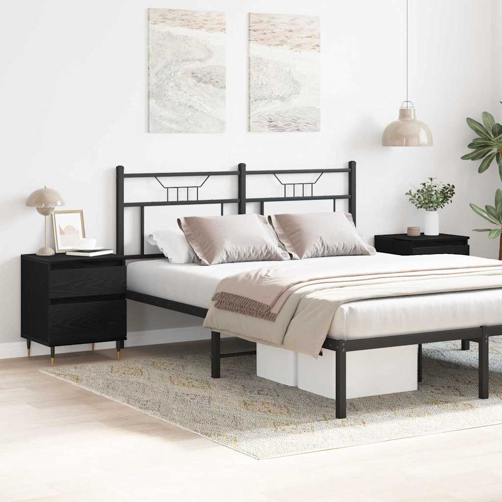 Κομοδίνο 2 pcs Μαύρη Οξυά 40 x 35 x 50 εκ. Επεξεργασμένο ξύλο