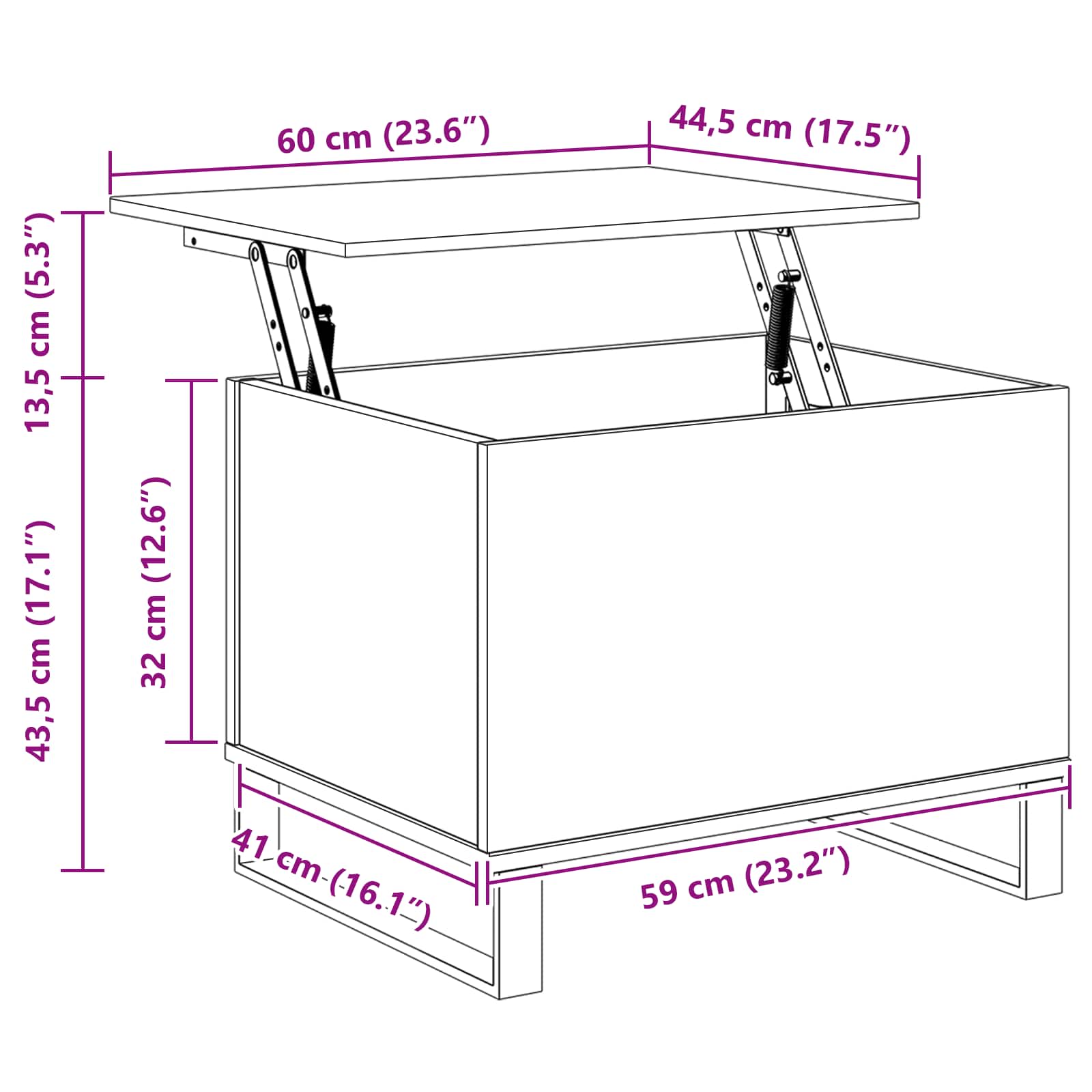Τραπεζάκι σαλονιού Μαύρη Οξυά 60 x 44,5 x 45 εκ