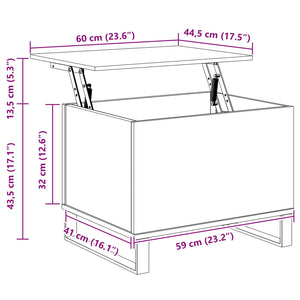 Τραπεζάκι σαλονιού Μαύρη Δρυς 60 x 44,5 x 45 εκ